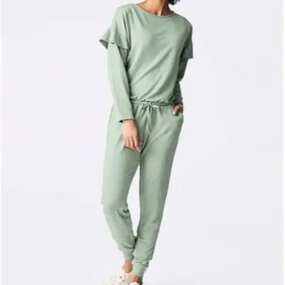 Matilda Jane NEW Resting Day Green Medium Ruffle Jumpsuit Casual Lounge Wear - Picture 1 of 17